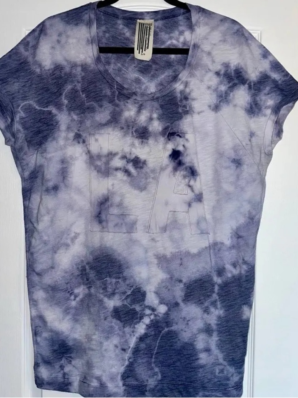 Free People LA Heathered Tie-Dye Tee in Light Blue & White Like New Size Small.